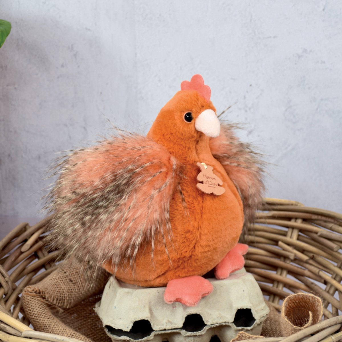 Peluche poulette petit modèle 20 cm orange, HISTOIRE D'OURS