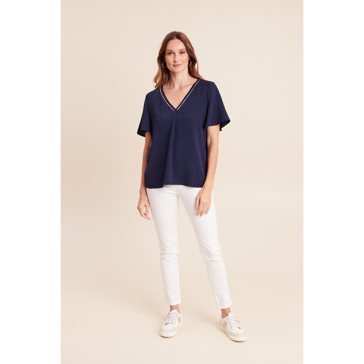 T-shirt bi-matière manches courtes bleu marine, BREAL