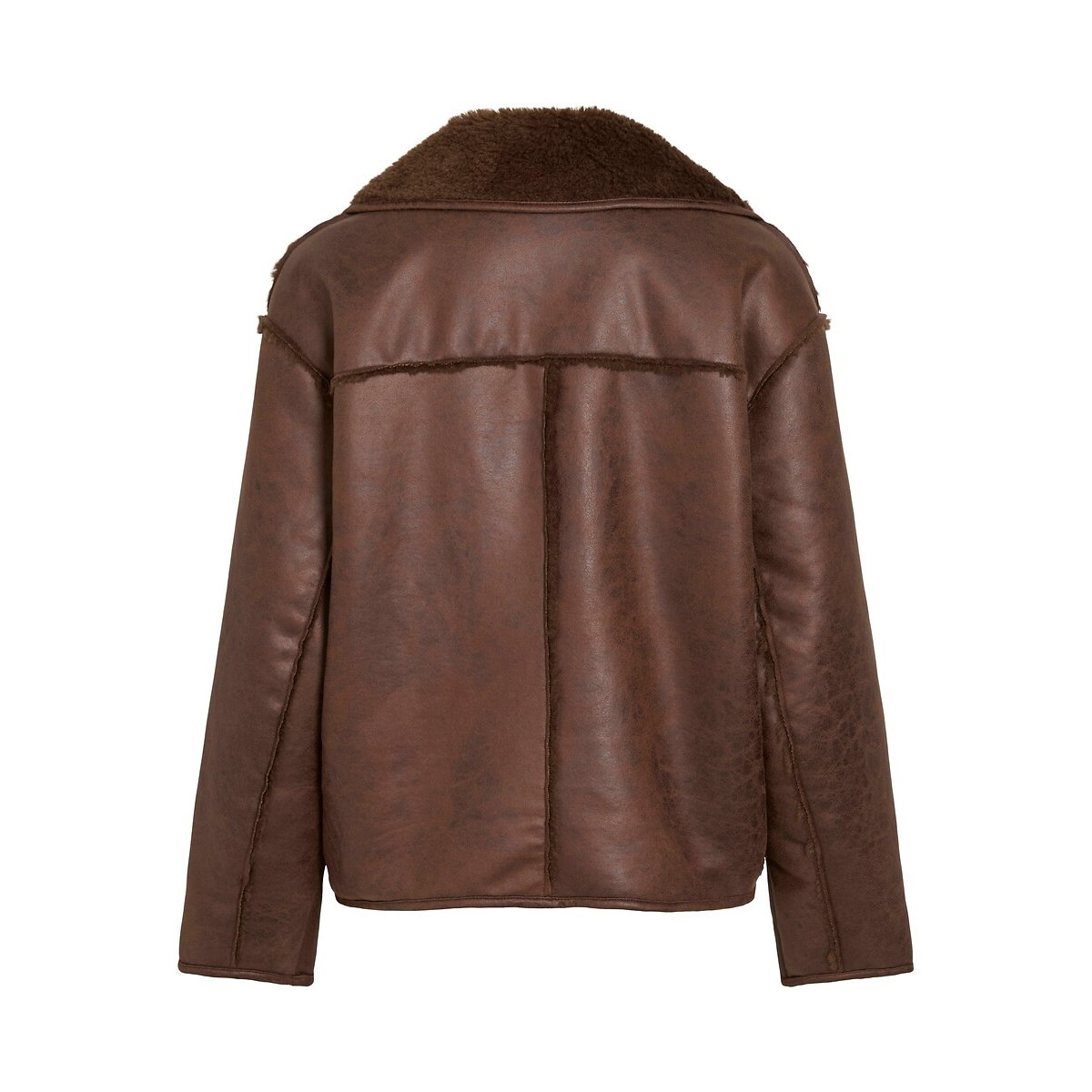 Manteau court bi-matière marron foncé, VILA