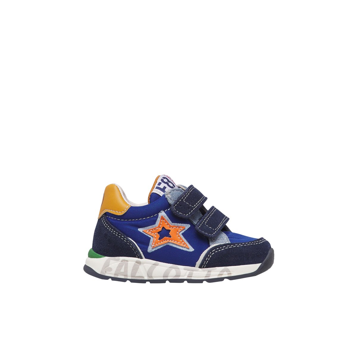 Sneakers en daim et tissu technique NUPPI VL. marine-citrouille, FALCOTTO