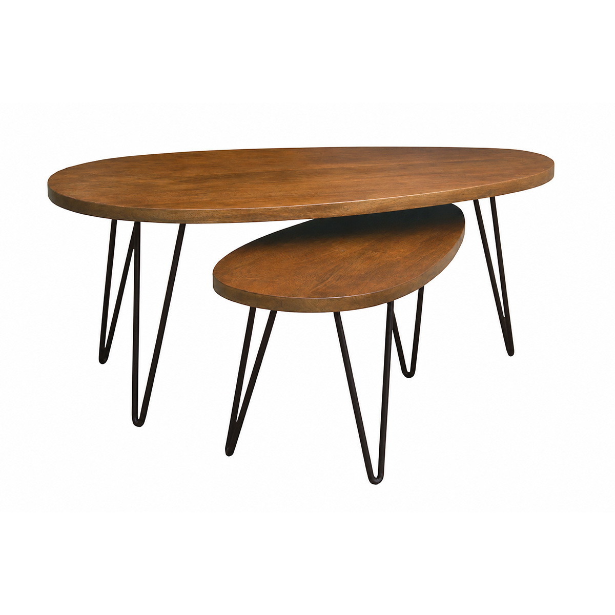 Tables basses gigognes bois foncé manguier massif et métal noir (lot de 2) VIBES couleur unique, MILIBOO
