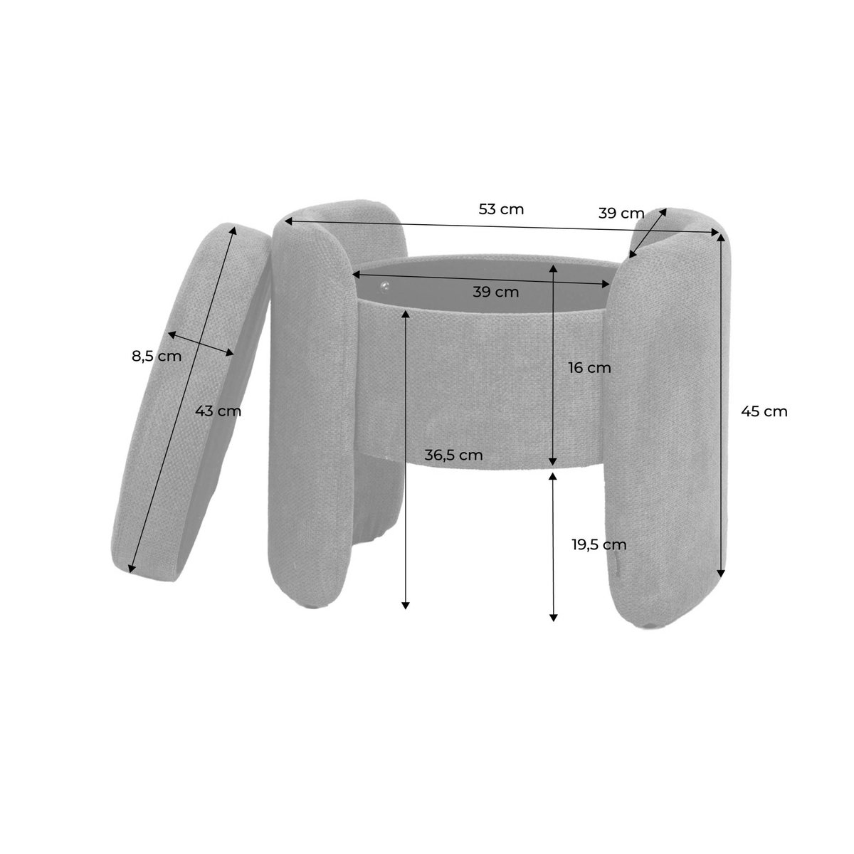 Tabouret coffre contemporain tissu KALO blanc, SWEEEK