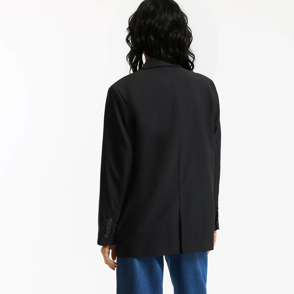 Blazer long oversize, ample, Signature CLÉANDRE noir, LA REDOUTE COLLECTIONS