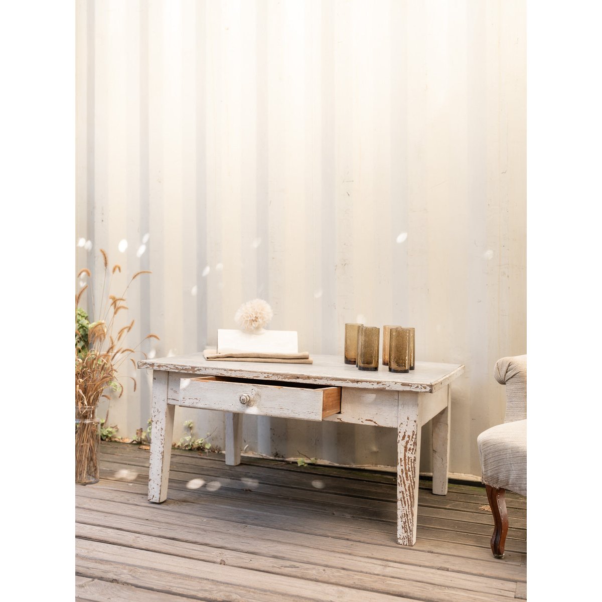 Table basse en bois gris Léonie N°1122 - Bon état gris, DEBONGOUT