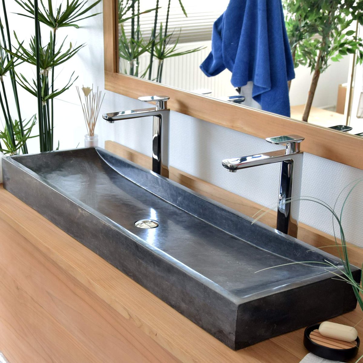 Vasque Atlantica en marbre noir, OCEAN LINE