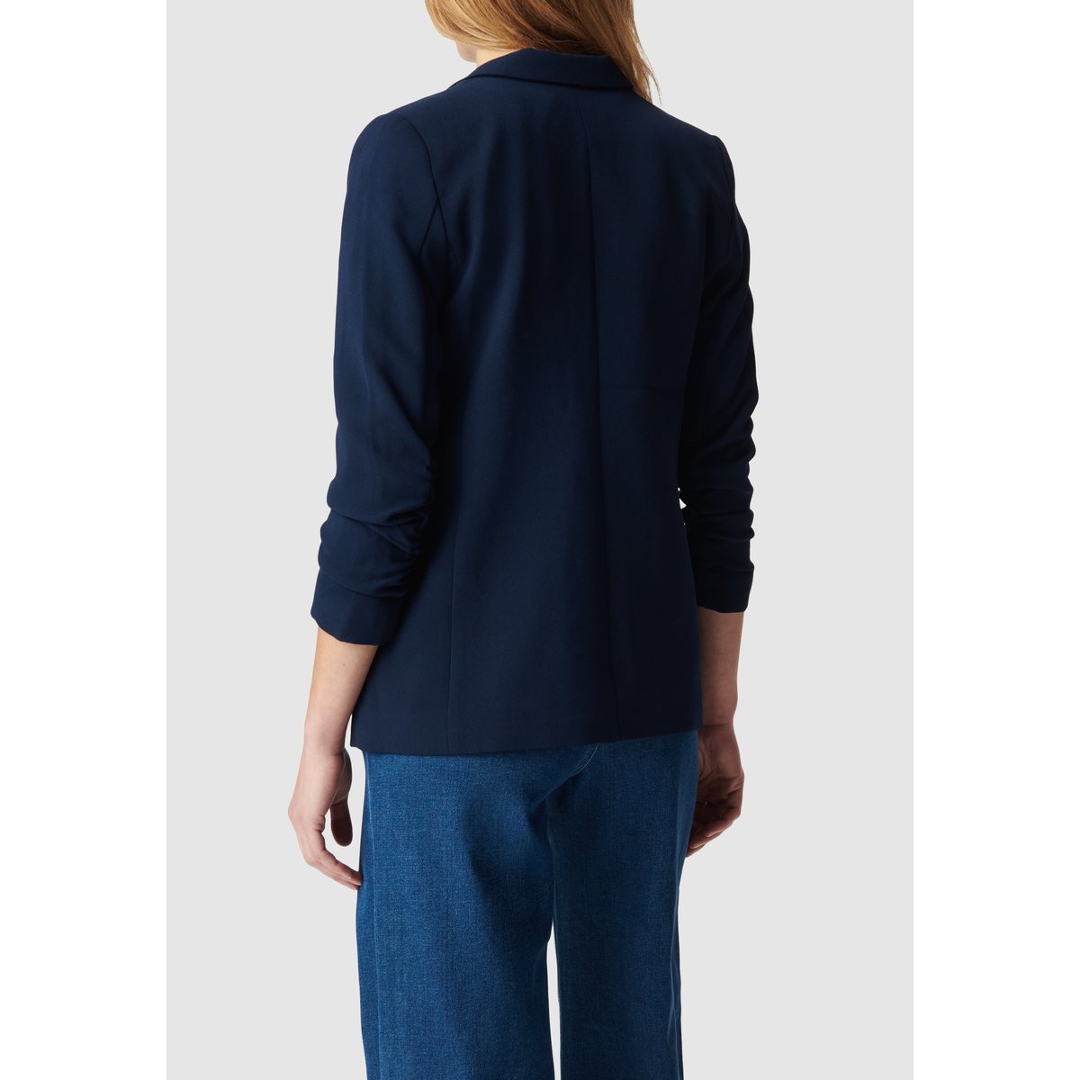 Veste de tailleur manches 3/4 froncées bleu marine, IKKS