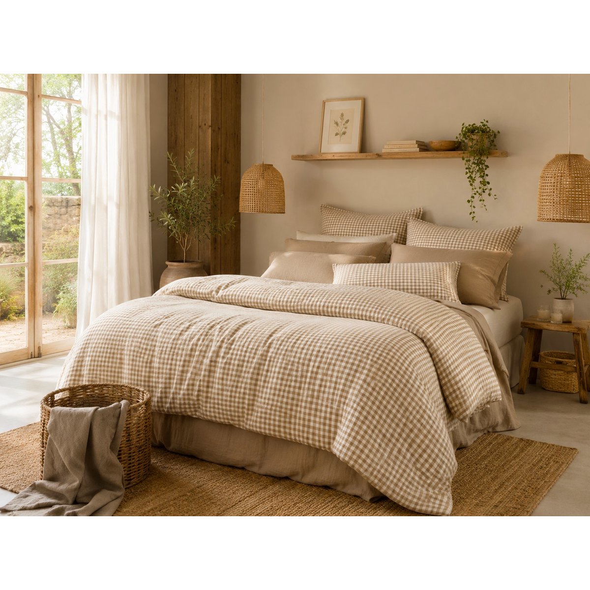 Bout de lit 90 x 200 cm en gaze de coton Vicky ficelle, EDEN