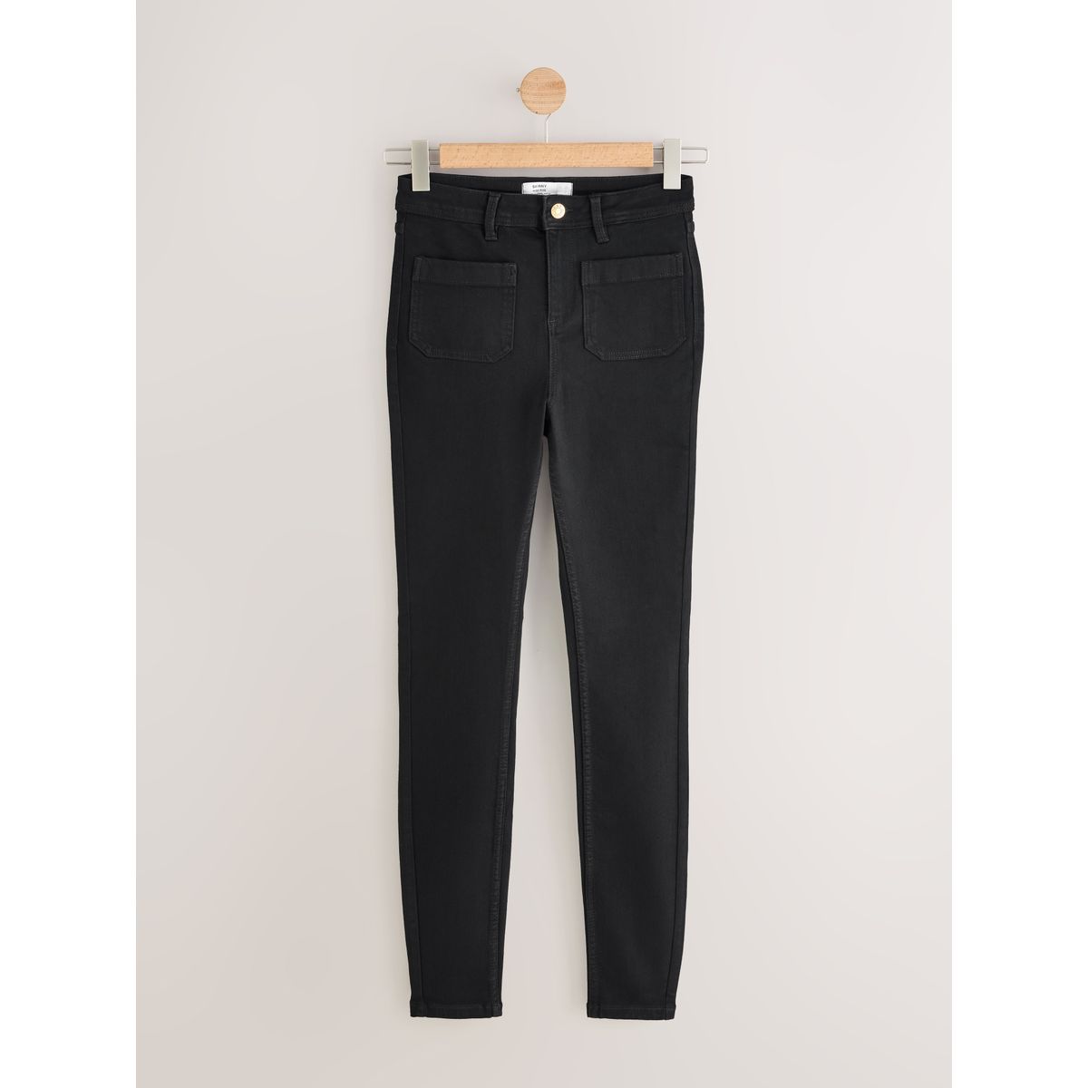 Jean skinny taille haute à poches plaquées noir, NEXT