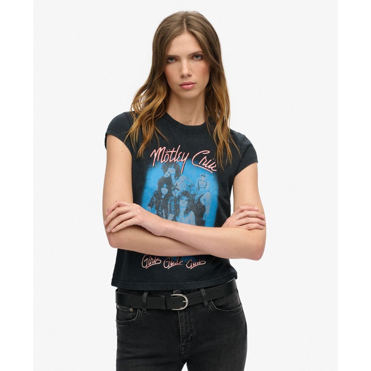 T-shirt à mancherons Mötley Crüe back in black intense, SUPERDRY
