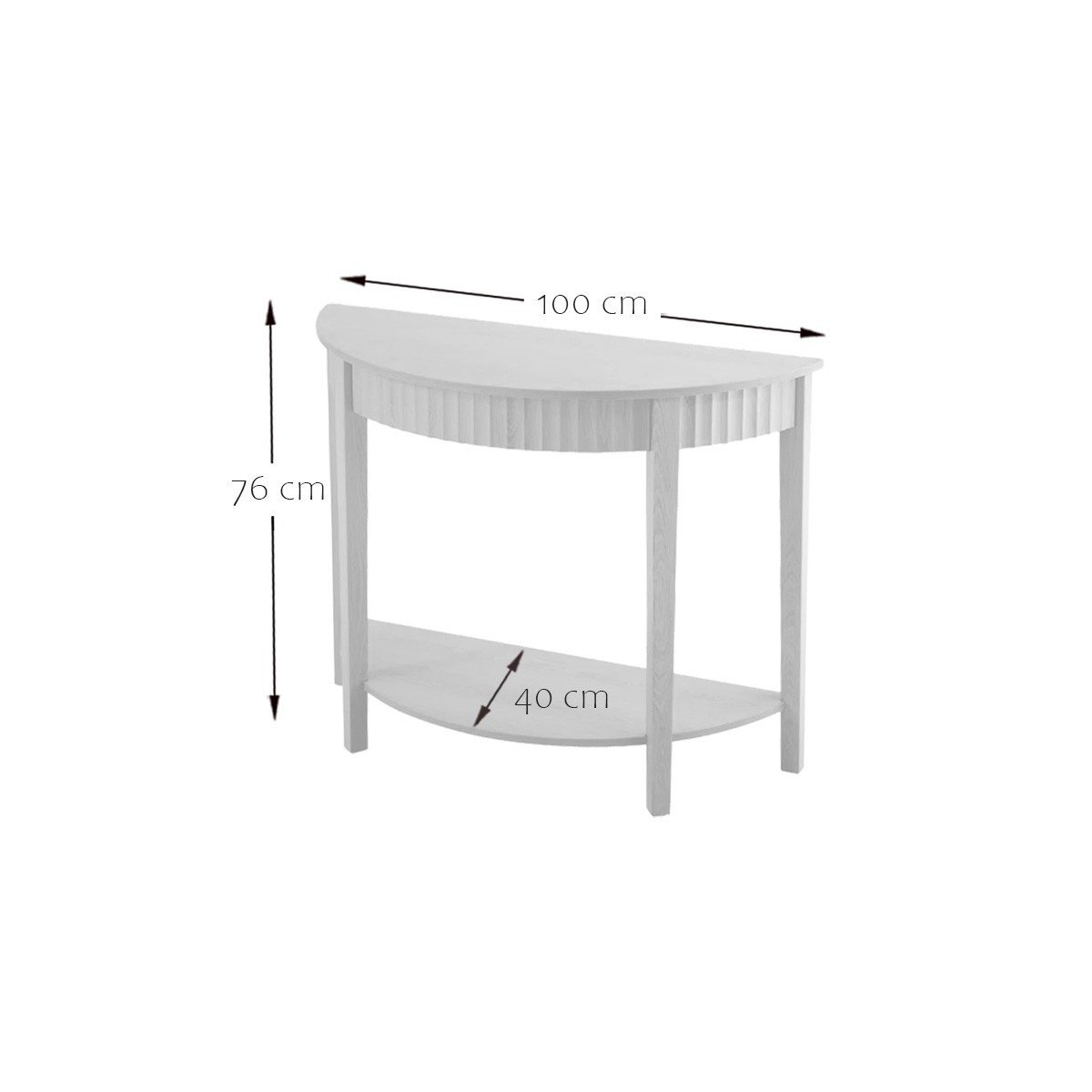 Console arrondie avec effet vague à 2 niveaux H76 cm - BOLOGNE bois clair, CALICOSY