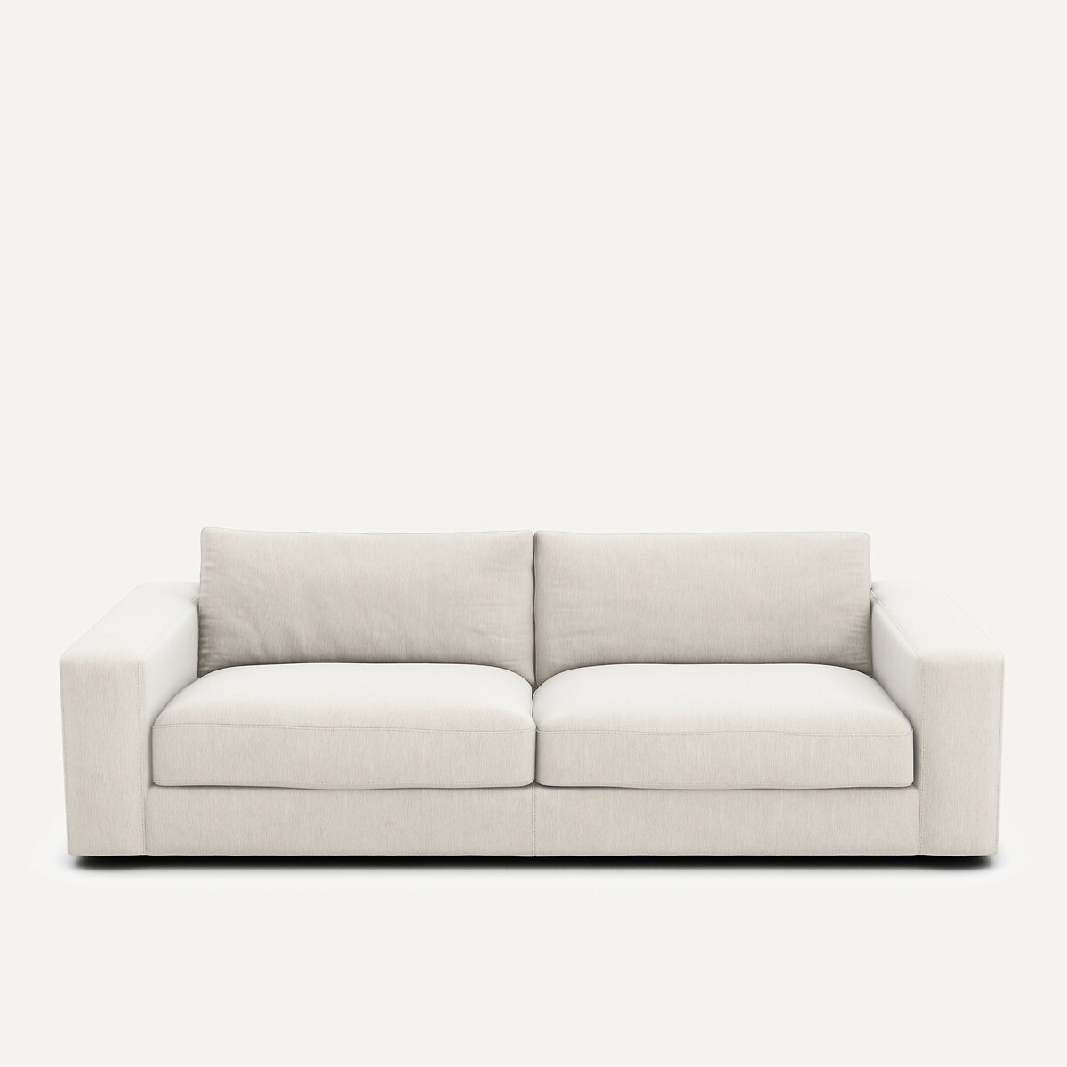 Canapé 3 ou 4 places, en velours chenille, Skander blanc, AM.PM