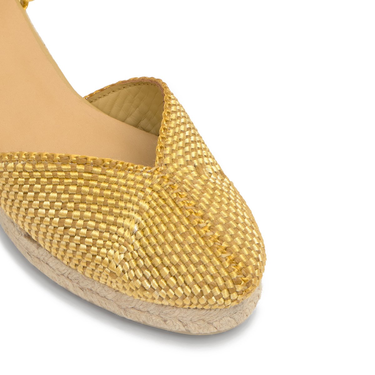 Espadrilles compensées en jute à fils métallisés CORA PLATFORM doré, CASTANER