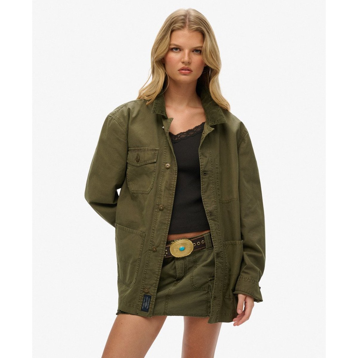 The Merchant Store - Veste de travail oversize en coton vert ciboulette, SUPERDRY