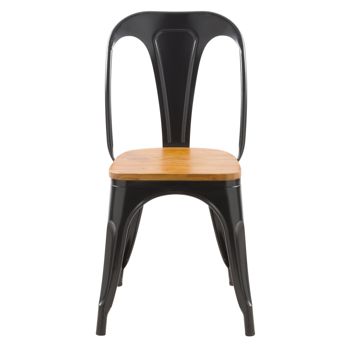 Lot de 2 chaises en métal d'orme - YOANNA noir et bois clair, MAISON PAVANE