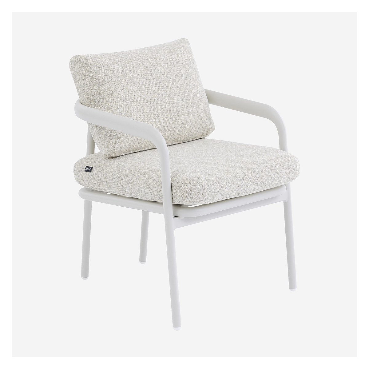 Lot de 2 chaises de jardin en tissu texturé déperlant et aluminium blanc NAZARE beige, HABITAT