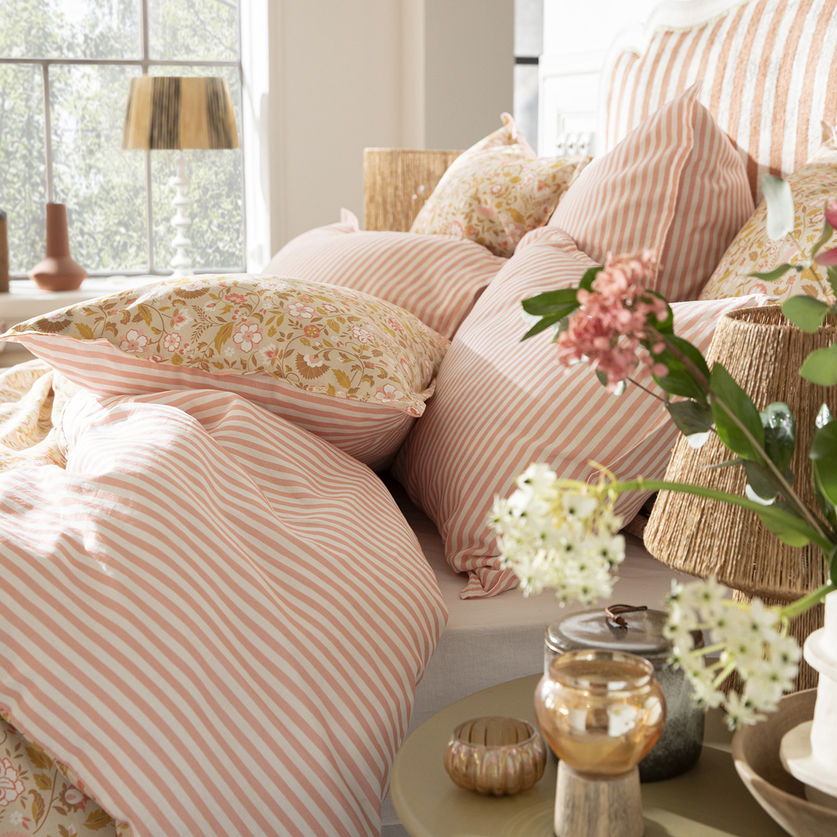 Taie d'oreiller en Coton/Lin, BOHÈME beige, LE JACQUARD FRANCAIS