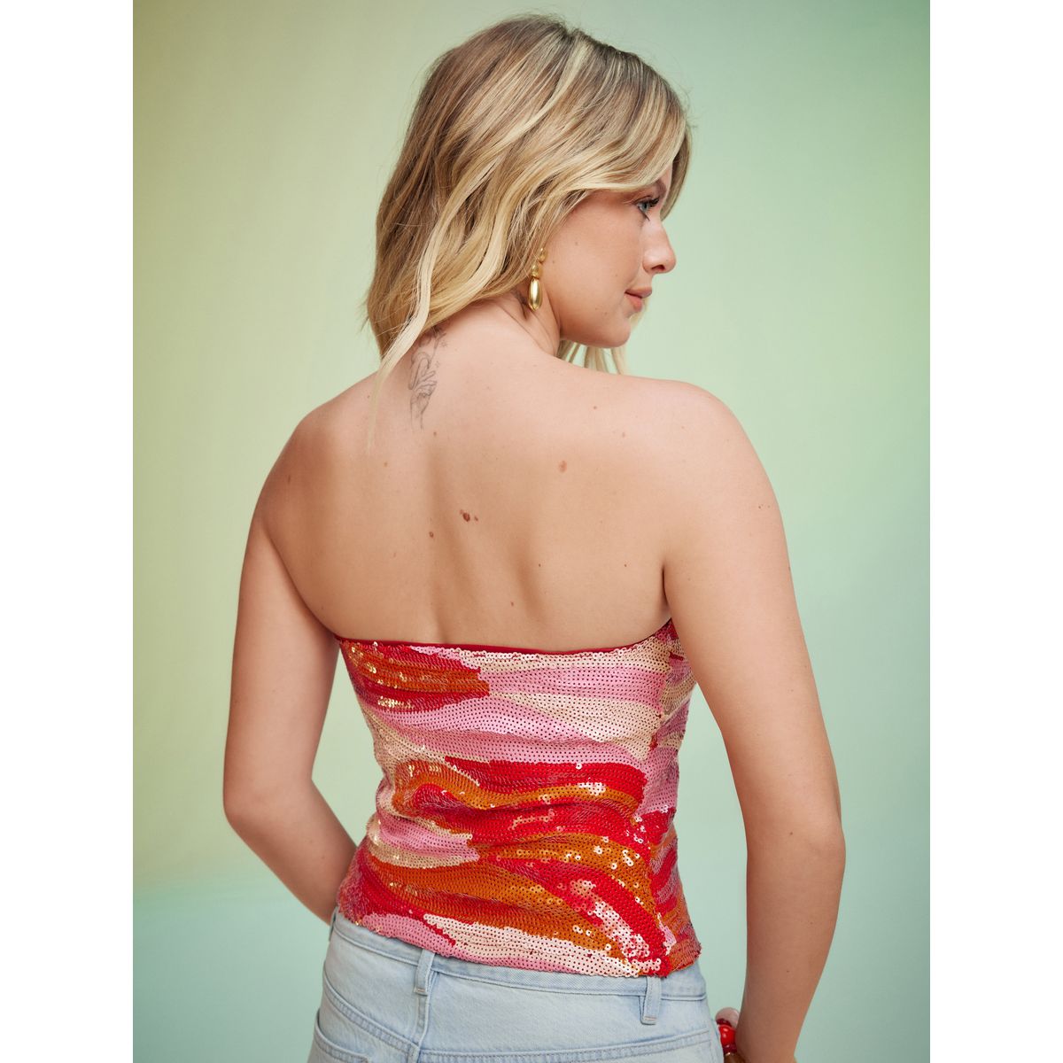 Haut bandeau à sequins tourbillon rouge/rose, NEXT