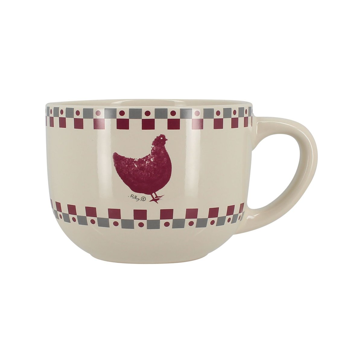 Lot de 6 tasses en grès 45cl, GALLINA gris-rouge, NOVASTYL