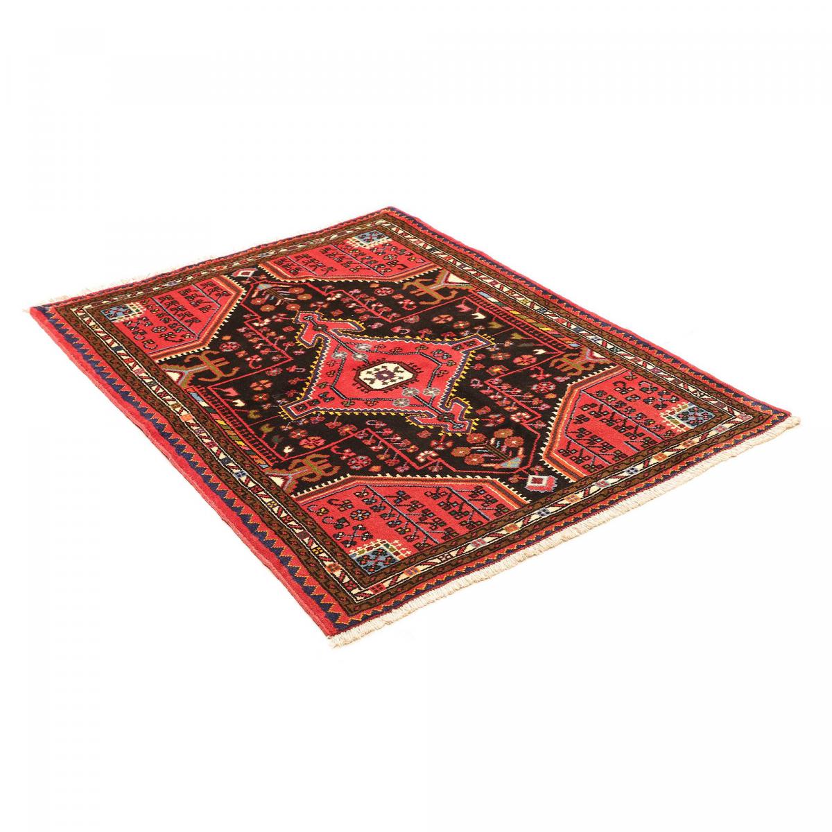 Tapis d'orient, motif oriental, noué main en laine, HAMADAN 22 rouge, bleu, noir, UN AMOUR DE TAPIS