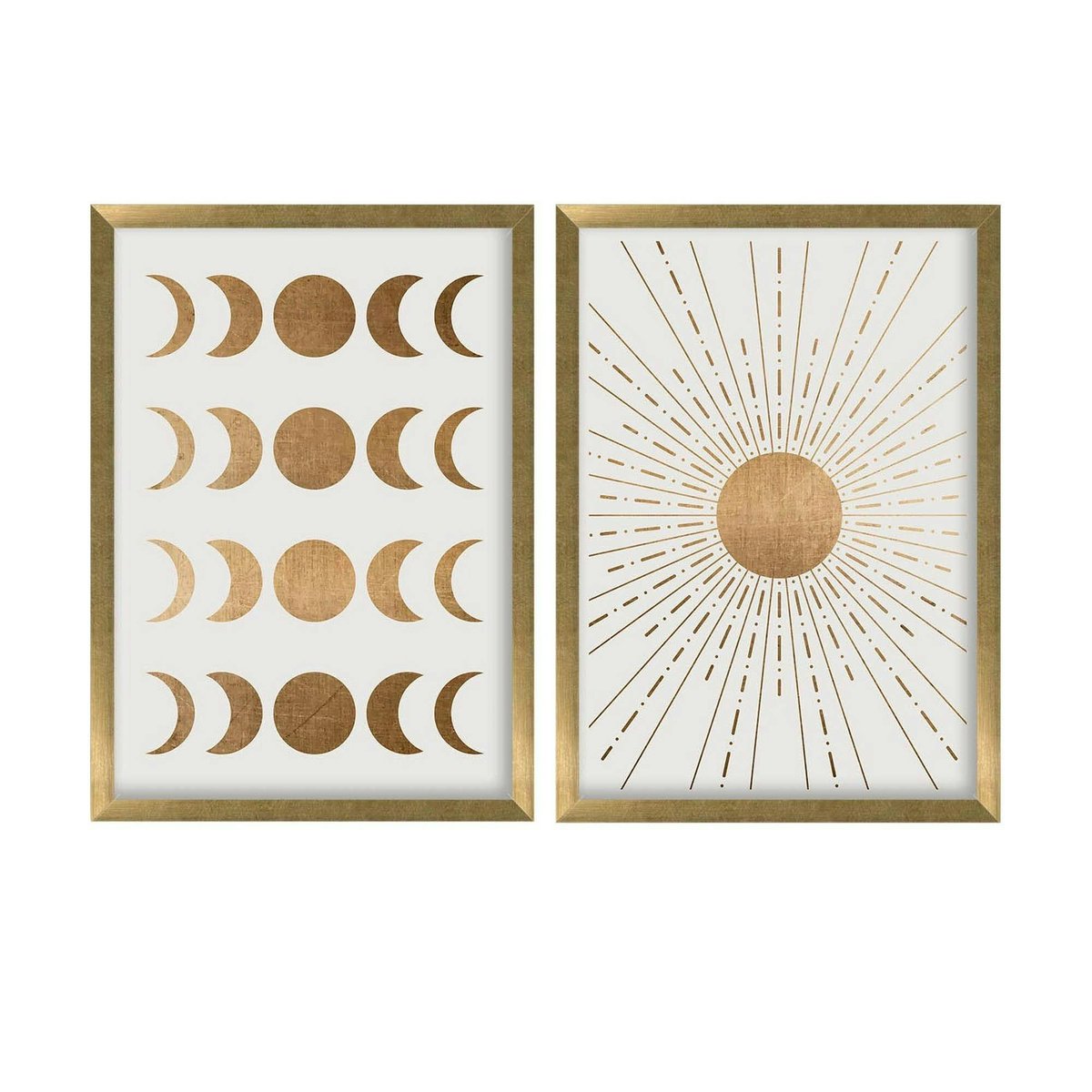 Tableau décoratif doré soleil et lune – cadre (set de 2) doré, PIER IMPORT