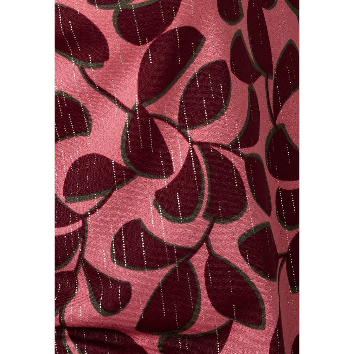 T-shirt maille crêpe stretch fil brillant rose feuillage, DAMART