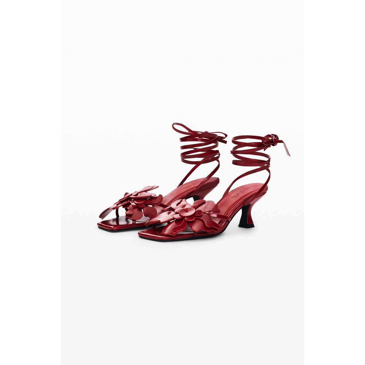 Sandale appliques fleur rouge, DESIGUAL