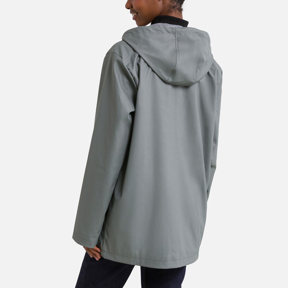Impermeável icónico, com capuz verde, PETIT BATEAU