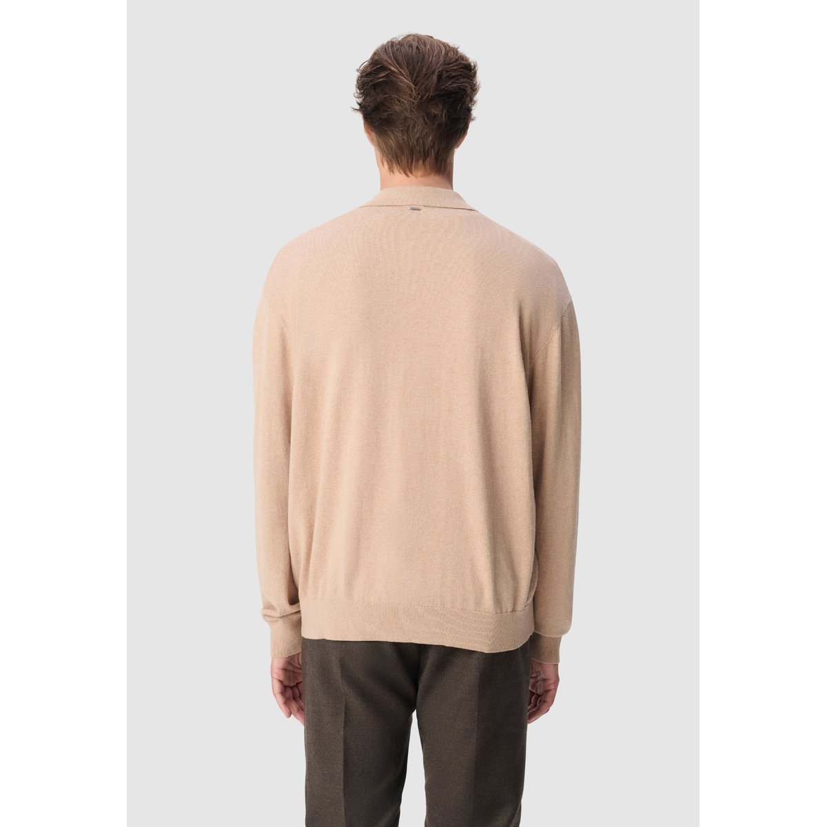 Polo manches longues tricot beige, IKKS