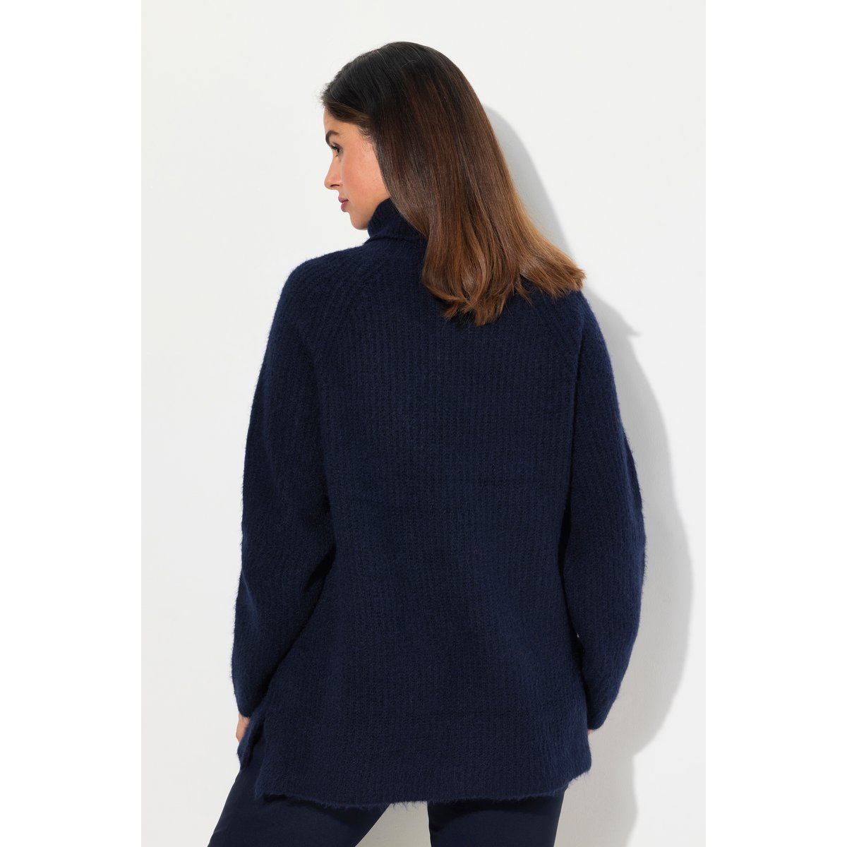 Pull en maille, col roulé et manches longues marine, ULLA POPKEN