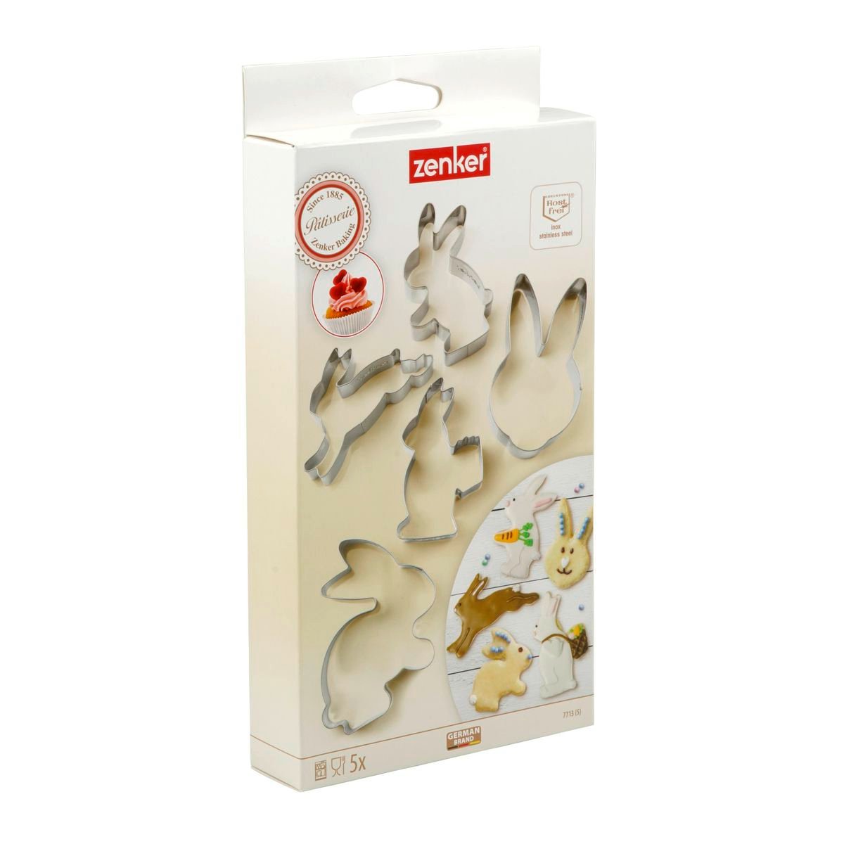 Set de 5 emporte-pièces en forme de lapin de pâques gris, ZENKER
