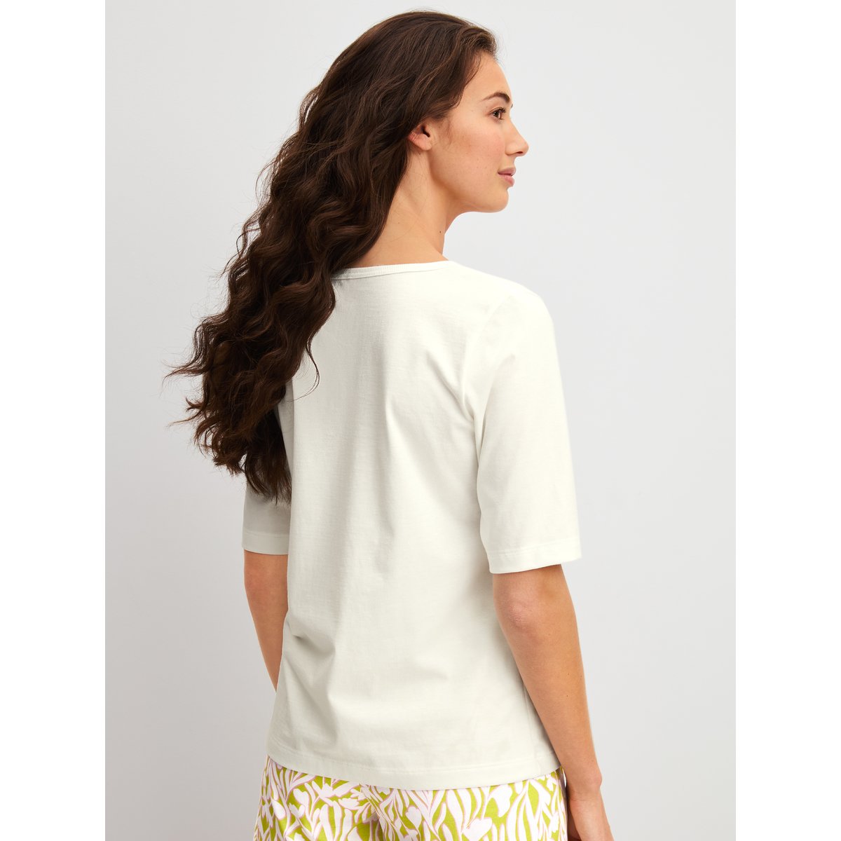 T-shirt à manches courtes et col en V manches courtes Coton LATE BLOOM M&M blanc étoilé, CALIDA