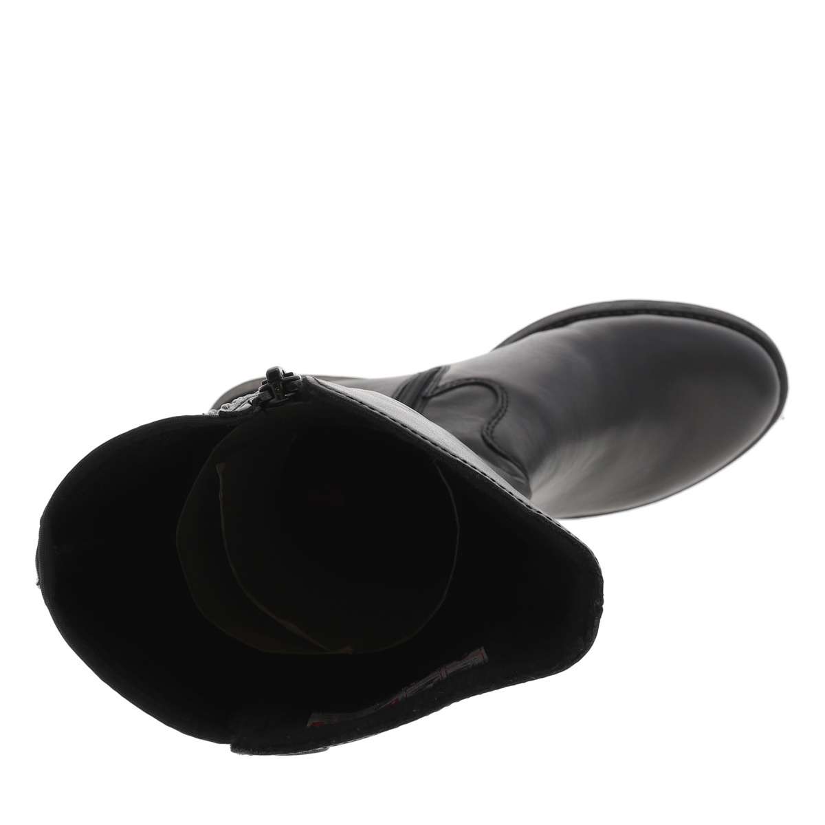 Bottes hautes en cuir brun à talon bloc moyen, doublure chaude et arrière tige stretch très confortable noir, RIEKER