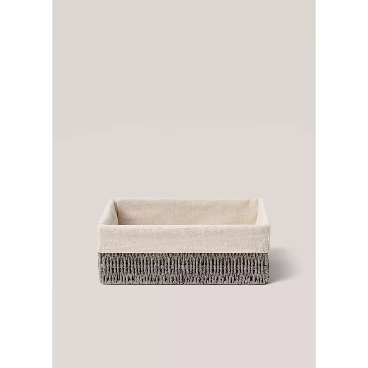 Grand panier en papier rectangulaire gris, MANGO HOME