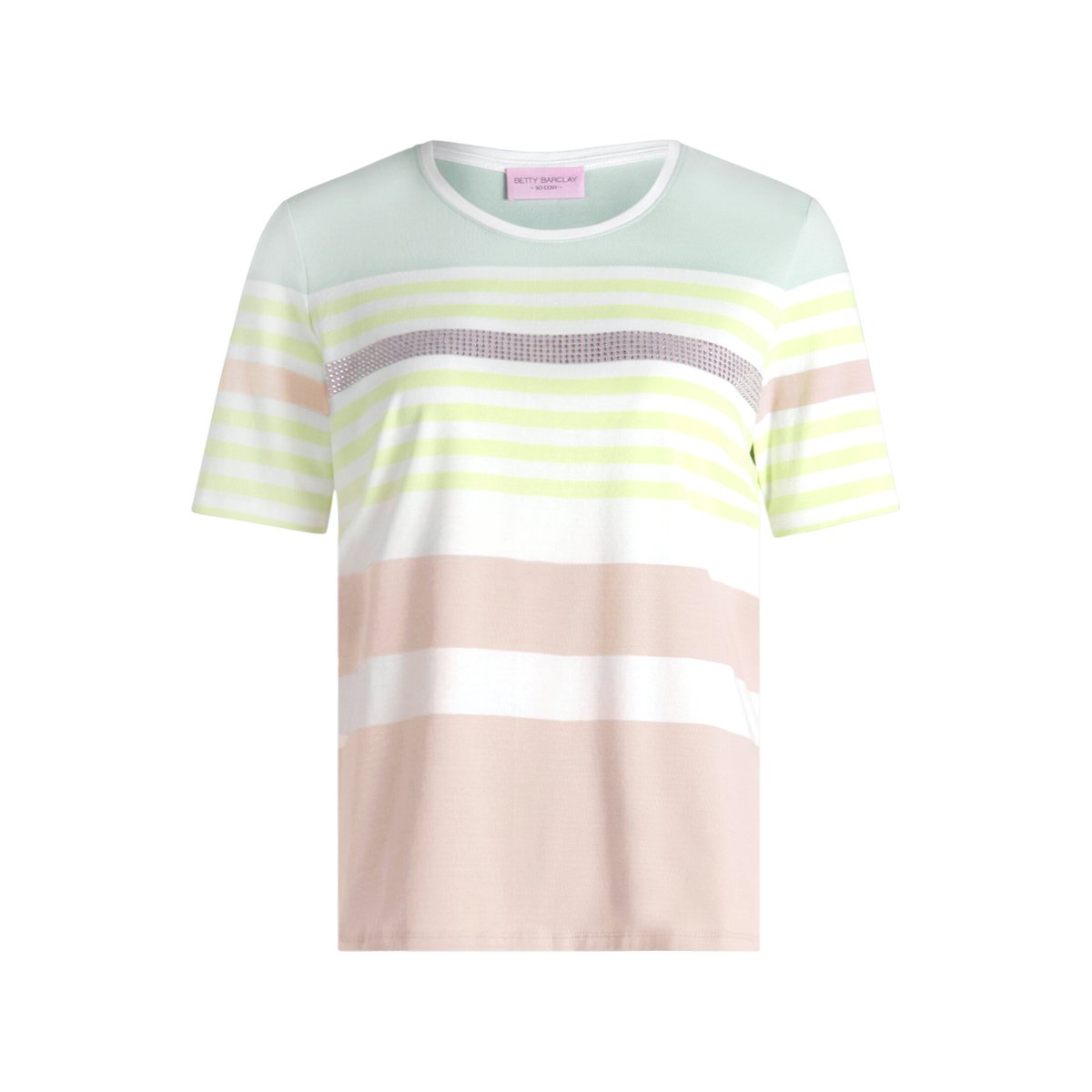 T-shirt basique à rayures horizontales beige/green, BETTY BARCLAY