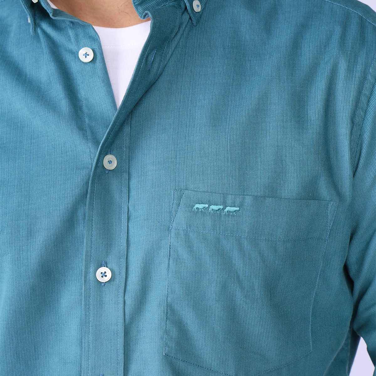 Chemise velours millerais bleu mineral, MISE AU GREEN