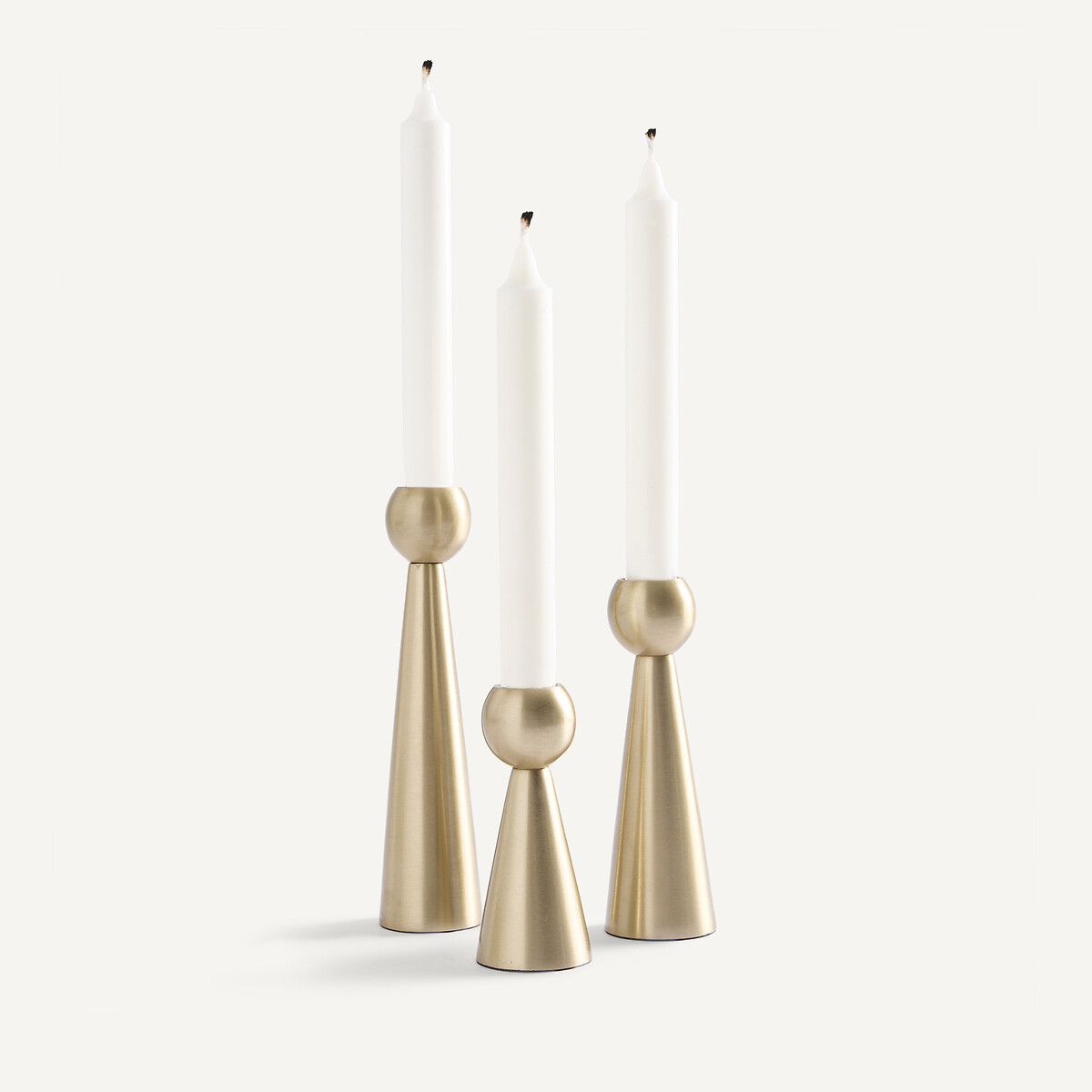 Lot de 3 bougeoirs en inox brossé, CAESA laiton mat, AM.PM