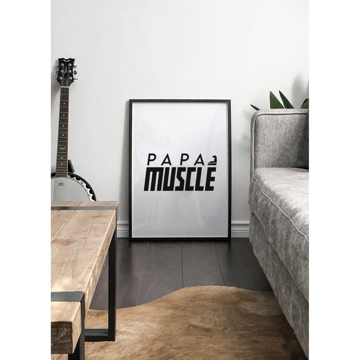 Affiche 'Papa musclé' blanc, L'AFFICHERIE