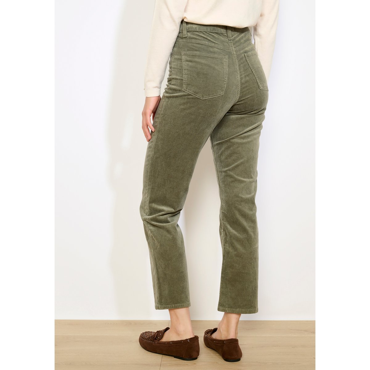 Pantalon velours taille haute khaki, LOLALIZA