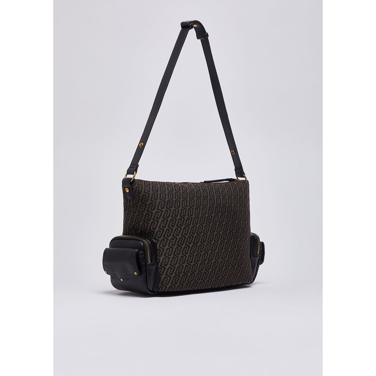 Sac Hobo Moyen Monogramme marron foncé, LIU JO