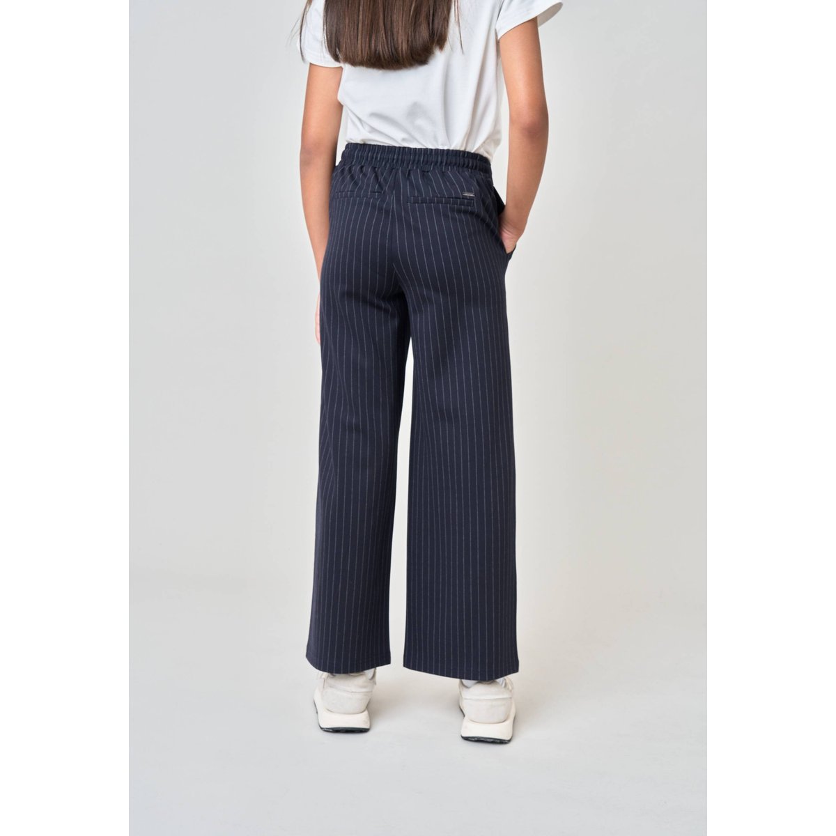 Pantalon droit fille à rayures TAYSEN navy, DEELUXE
