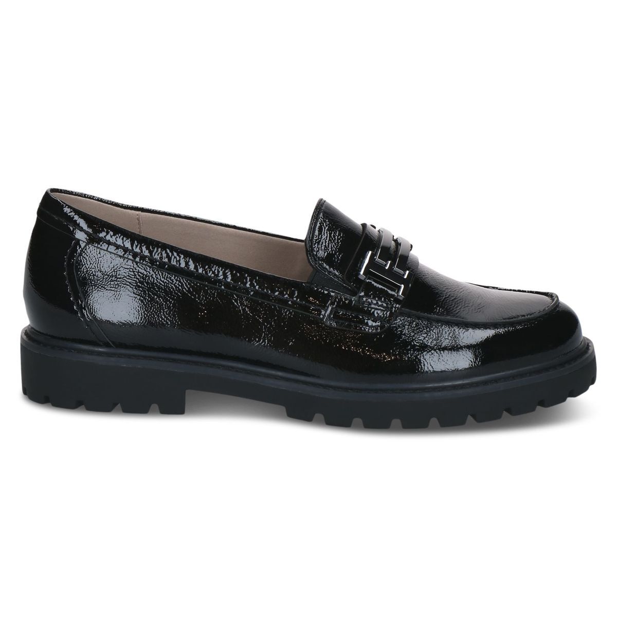 Slipper en cuir noir mat, CAPRICE