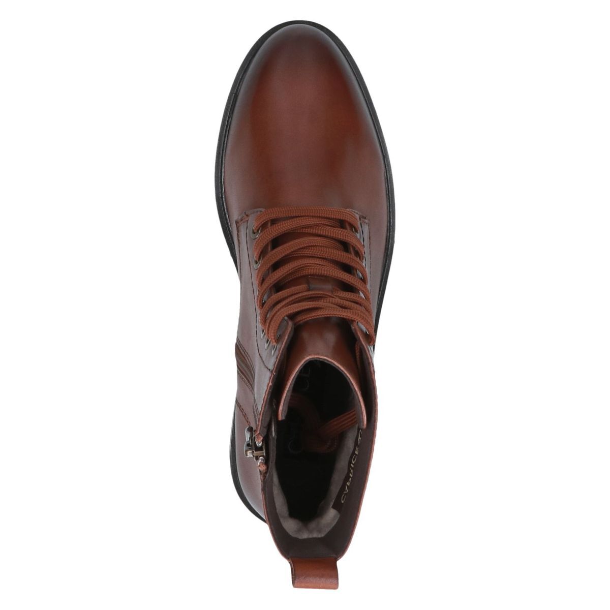 Bottine en cuir marron mocca combiné, CAPRICE