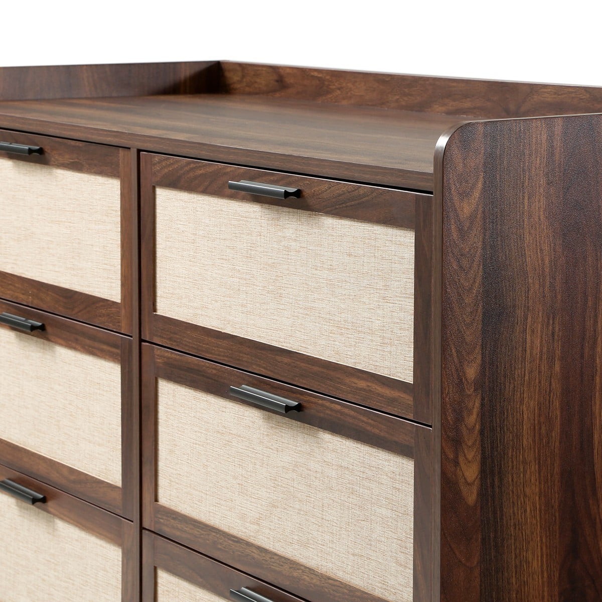 Commode 6 tiroirs décor noyer JETSON bois foncé, CALICOSY