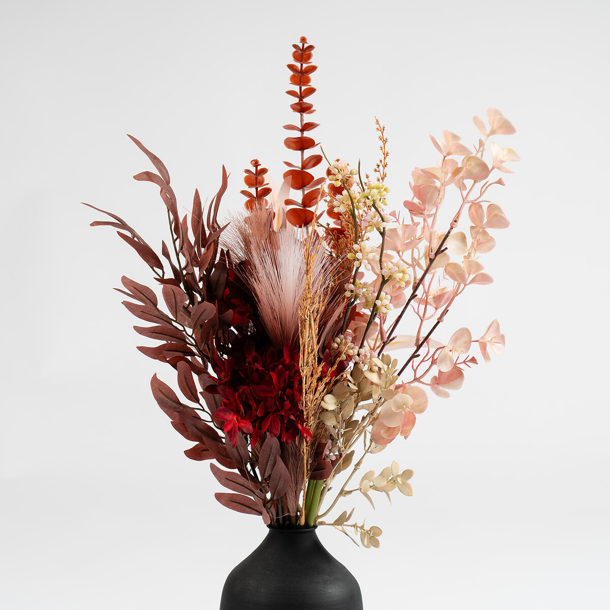 60cm Artificial Mixed Floral Bouquet in Black Vase black, SO'HOME