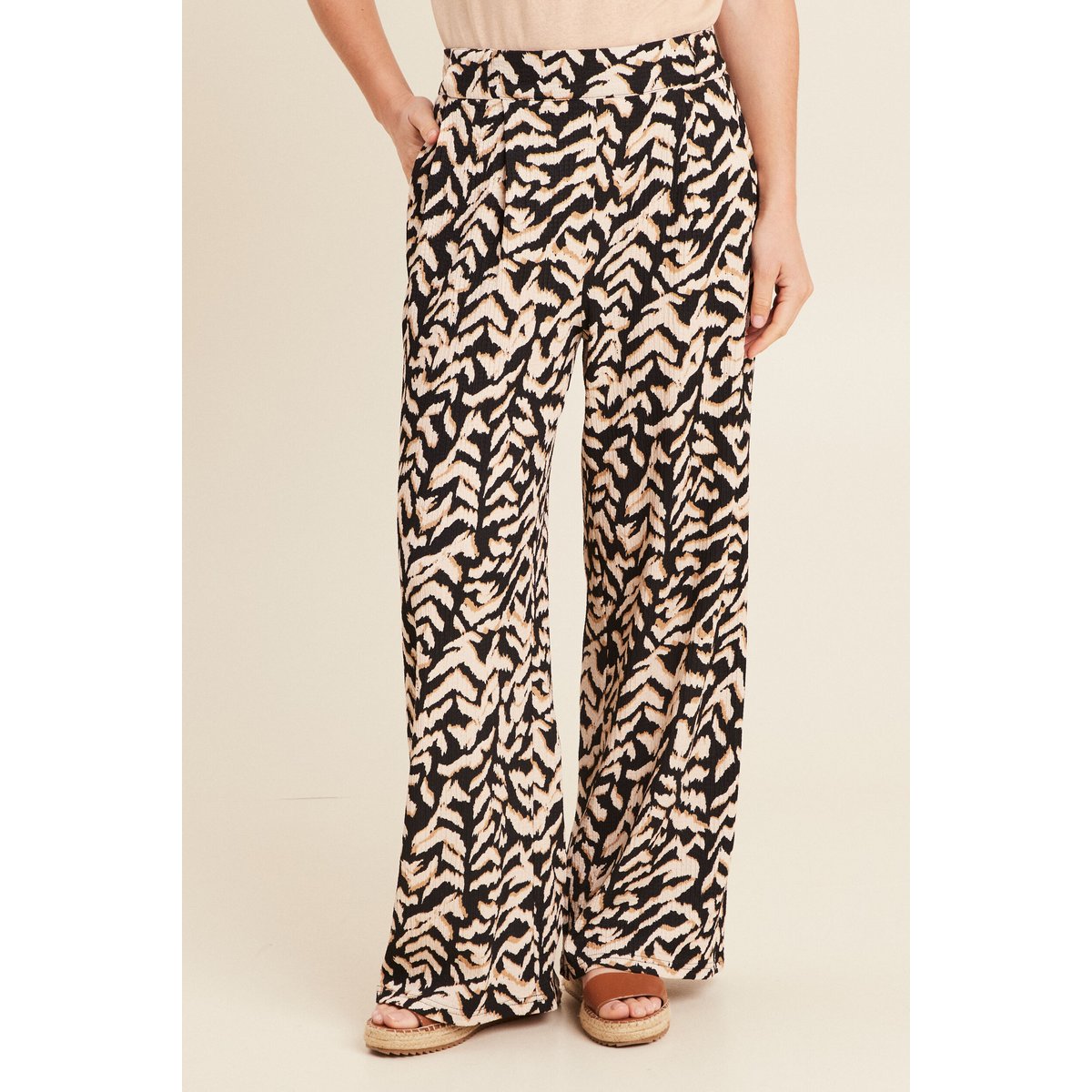 Pantalon large taille haute noir, BREAL