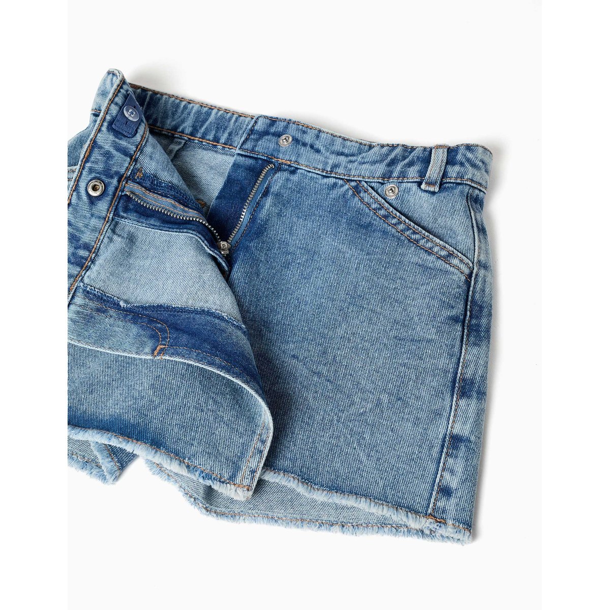 Jupe-short en jean avec fermeture asymétrique bleu, ZIPPY
