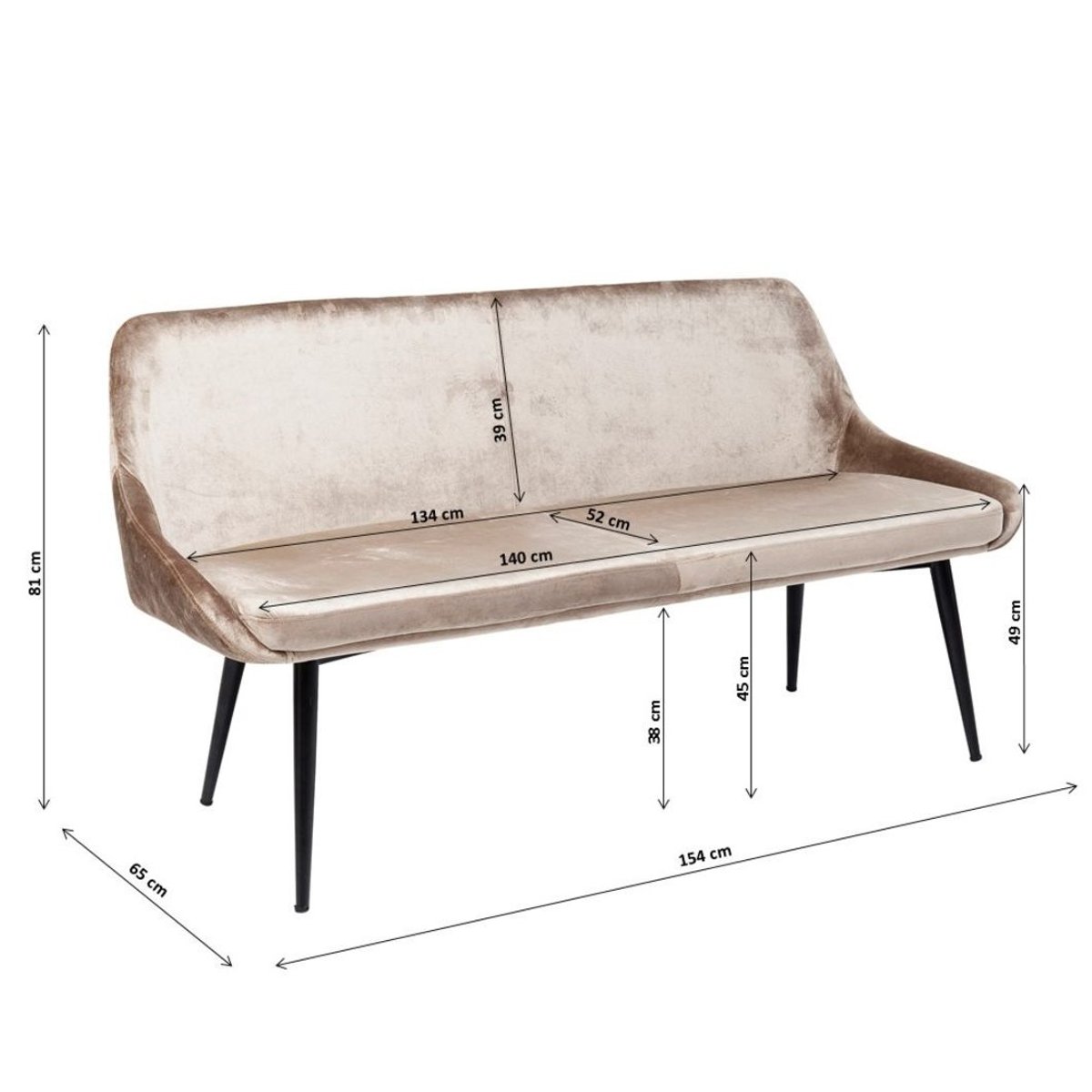 Banquette en velours, EAST SIDE beige, KARE DESIGN