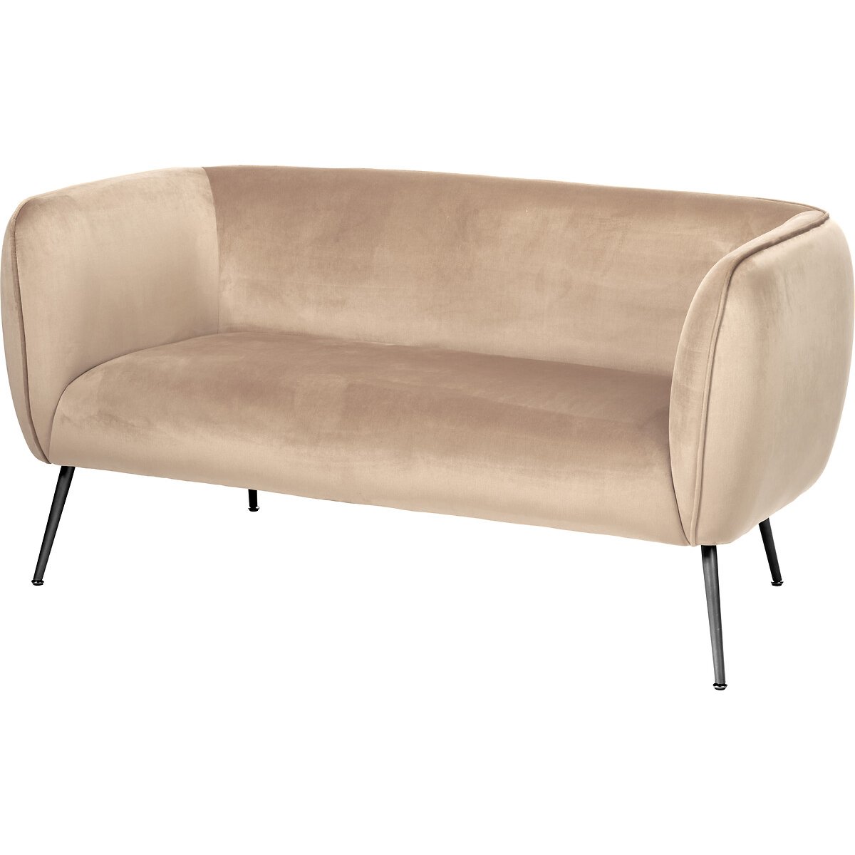 Luxe Velvet 2 Seater Accent Sofa with Black or Gold Legs beige, SO'HOME