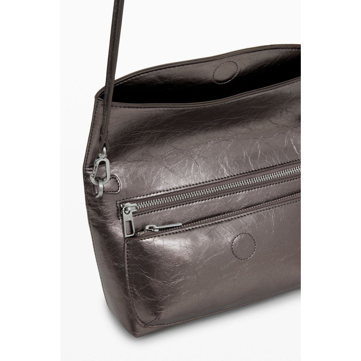Sac logo 3D rabat métallisé moyen multicolore, DESIGUAL