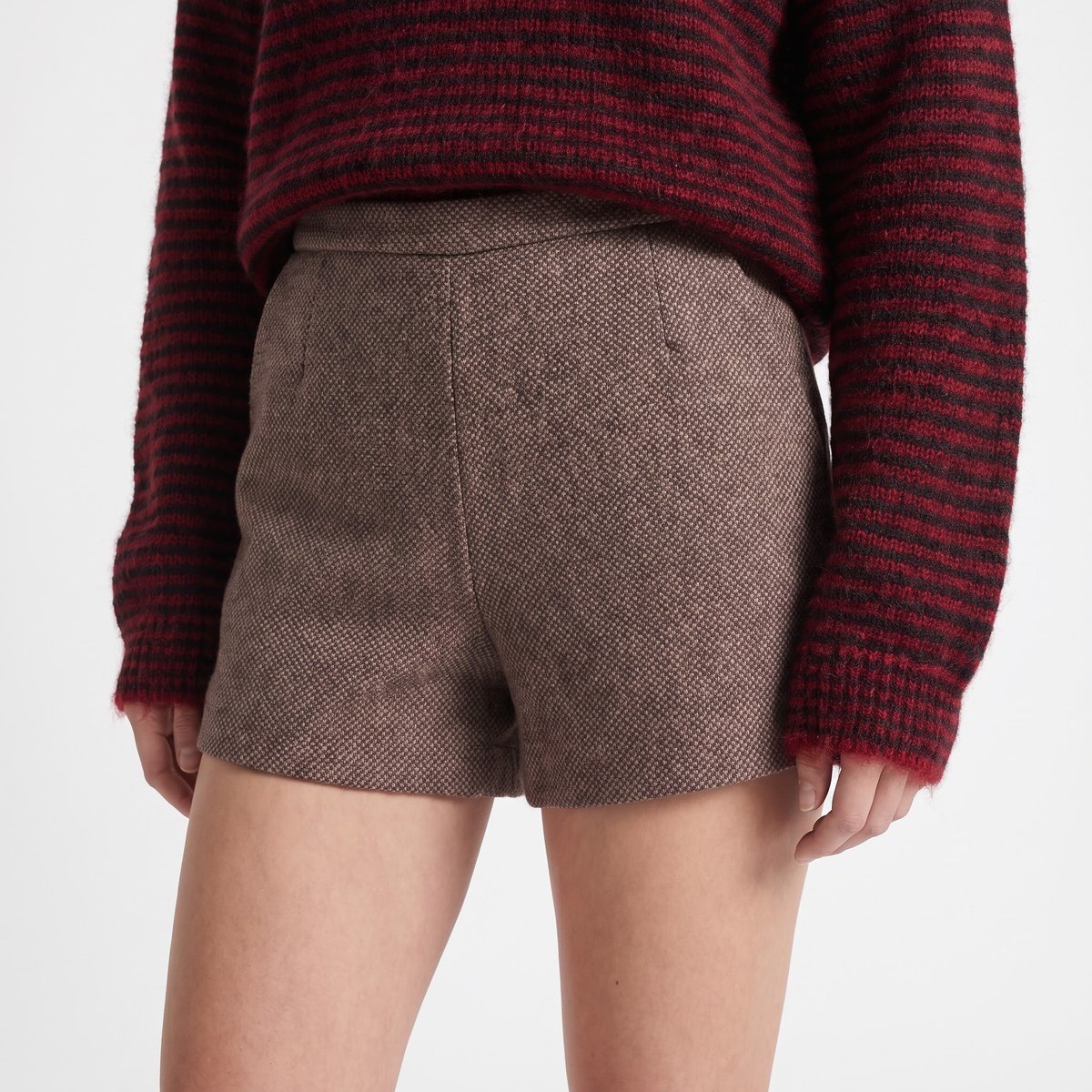 Short en laine taille haute chic femme AMERINE brown, ARTLOVE